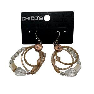 Chico's Earrings NWT Jewelry Statement Dangle Drop Beaded Loops Copper Tone